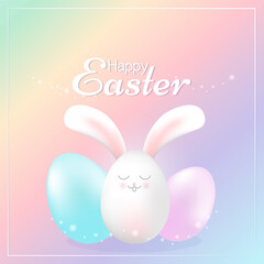 happy easter web banner poster with eastereggs with the Easter Bunny