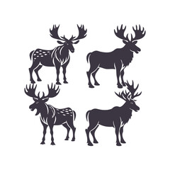 Majestic Moose Silhouette Collection: Isolated Vector Art