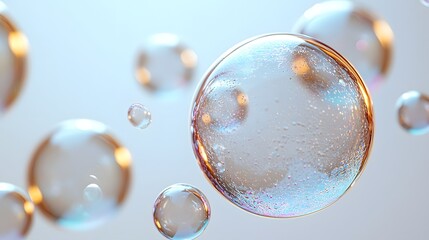 Fototapeta premium Minimalist and Elegant Composition of a Soap Bubble Blower with Delicate Floating Bubbles Against a Clean White Background Conveying a Sense of Tranquility and Whimsical Beauty