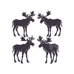 Majestic Moose Silhouette Collection: Isolated Vector Art