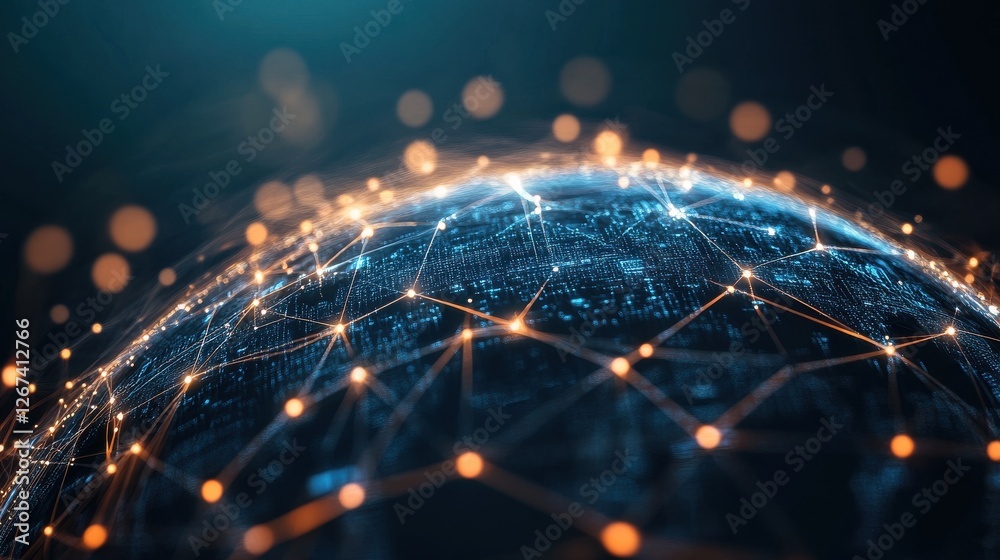 Poster abstract global technology background. global network connection. point and curve constructed the sp