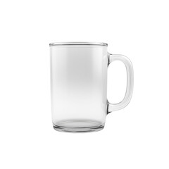 Empty Clear Glass Mug on White Background