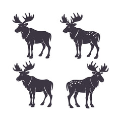 Majestic Moose Silhouette Collection: Isolated Vector Art