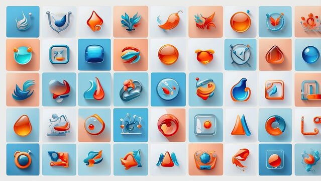 "42 Blue Glassmorphism Icons for Business, Finance, and UX/UI"