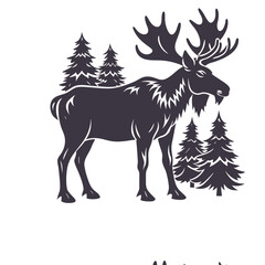 Moose Silhouette Clip art Isolated Vector Illustration