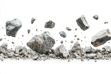 Naklejka premium A rock or space rock floating on a white background.