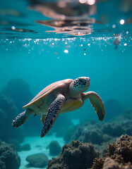 Obraz premium sea turtle swimming in the sea
