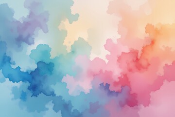Obraz premium Abstract Pastel Watercolor Cloud Background Texture Soft Pink Blue and Yellow Hues