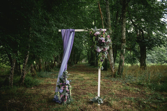 Wedding Ceremony Arch in Forest Clearing