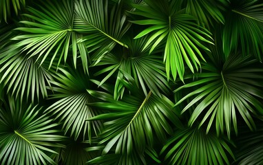 Beautiful green palm leaves with unique natural patterns and rich botanical textures creating a high quality nature background for elegant design and eco friendly spaces