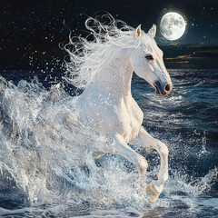A beautiful white wild horse