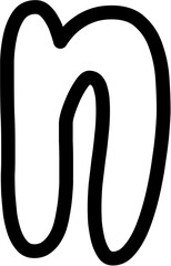 N Lowercase Alphabet outline Vector, perfect for educational materials, coloring books, and graphic design projects. Scalable and editable.