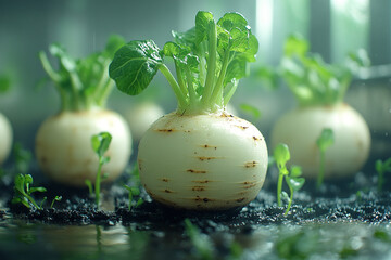 Illuminated Turnips, A Glimpse into a Subterranean Garden Scene
