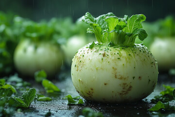 Watery Jewels, Fresh Turnips Bathed in a Gentle Rain Shower