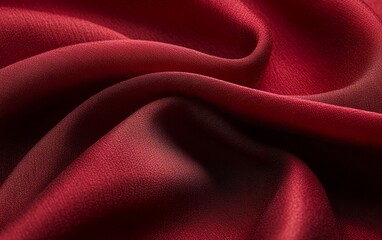 Fototapeta premium High quality velvet satin fabric in deep scarlet with soft luxurious waves and elegant draped folds creating a beautiful abstract background for fashion and design concepts