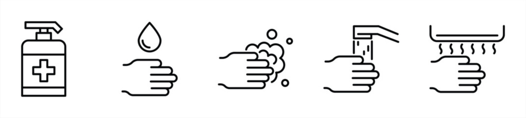 Hand Hygiene icon, washing hands removes germs and dirt