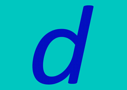 English Words d With Small English Letter Or Lowercase in Green Color Isolated On Blue Background.. This English Text Used For Education Purpose. English Language Text d English Language Alphabet d. - Powered by Adobe