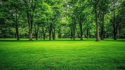 Obraz premium Serene Green Park: A Tranquil Escape into Nature's Embrace