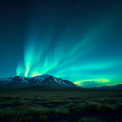 Northern lights over the mountains