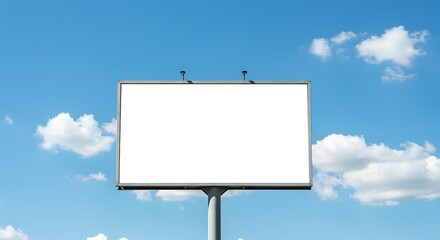 Blank Billboard Mockup Under a Blue Sky with White Clouds