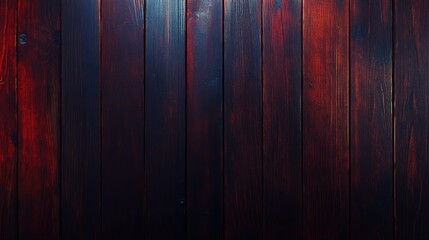 Fototapeta premium A close-up view of a textured wooden surface featuring deep red and dark hues, showcasing the natural grain and patterns.