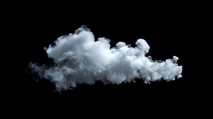 Isolated white cloud on black background, design element