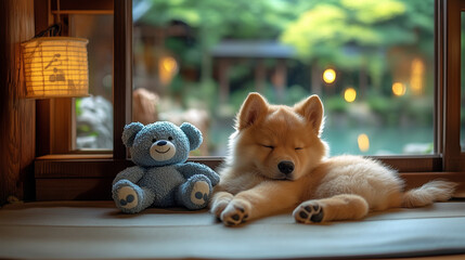 golden retriever puppy sitting on bed