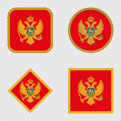 Montenegro Flag Icons Pack. Vector illustration.