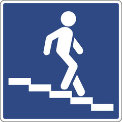 Road sign underground pedestrian crossing. Informs road users about the presence of an underground crossing for pedestrians. A place to cross the road avoiding traffic on the roadway.