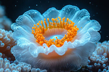 Ethereal Aquatic Bloom, A Delicate Dance of Light and Life Undersea