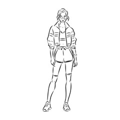 Vector fashion illustration of a beautiful girl in sports wear