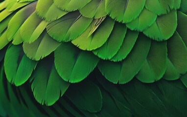 Naklejka premium Deep green parrot feathers macro close up high resolution photography showcasing natural bird wing texture with vibrant color and smooth layered plumage in stunning detail for wildlife and nature love