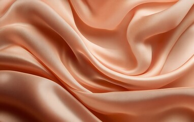 Obraz premium Luxury peach satin silk fabric with smooth flowing texture and soft elegant folds for high end fashion textile and minimalist interior backgrounds in high resolution photography
