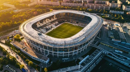 A creative view of stadium architecture, highlighting intricate designs and modern features,