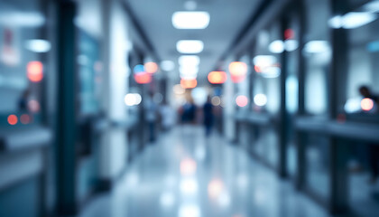 Blurred corridor evoking a sense of movement and indistinct figures