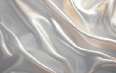 Obraz premium Elegant white silk satin fabric with luxurious smooth waves and soft flowing folds in macro close up photography for fashion textile and interior design inspiration