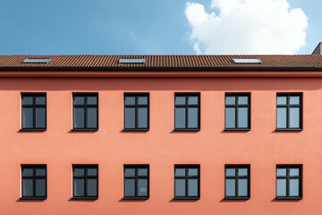 Obraz premium Building facade with uniform window grid pattern