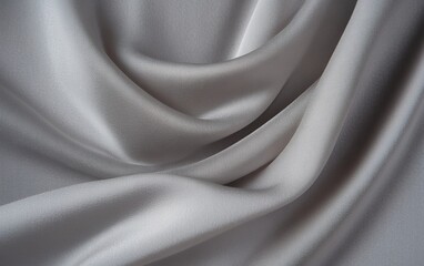 Obraz premium Elegant gray satin silk fabric with gentle folds and shimmering soft texture creating a rich and stylish textile background for fashion and interior design inspiration