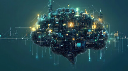 Innovative ai technology and machine learning revolutionizing urban architecture in a futuristic environment