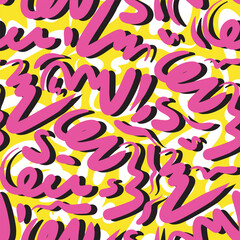 Obraz premium Colorful Seamless Abstract Pattern on White Background, trendy design with basic shapes. Modern color wallpaper print backdrop.