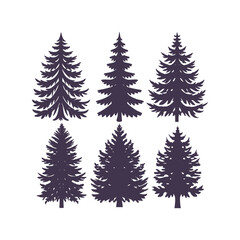 Fototapeta premium Pine Tree Vector Silhouette Collection