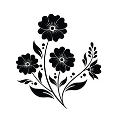 Flower Silhouette Vector with Elegant Botanical Design