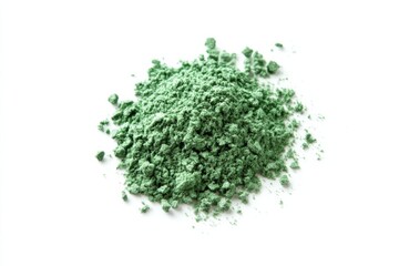 Obraz premium Ground dill seasoning stands out in vibrant green color against a clean white backdrop showcasing its natural appeal