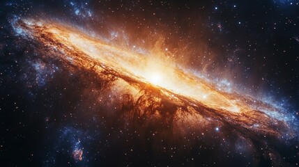Fototapeta premium Majestic spiral galaxy with bright core and swirling arms in deep space.