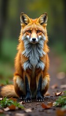 Obraz premium Red fox standing upright with tail held high , wildlife, forest, fox