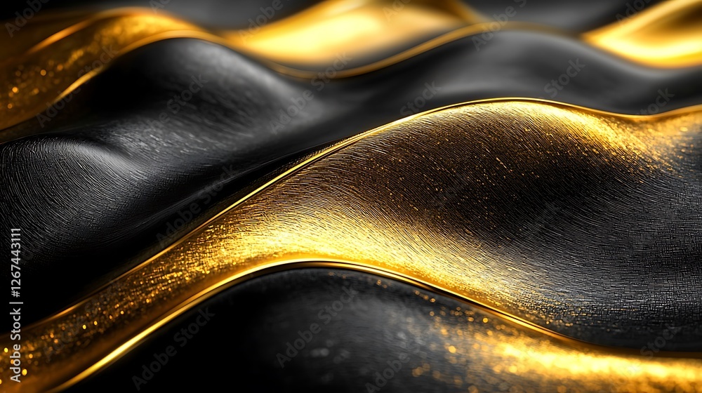 Poster abstract gold black waves texture background design