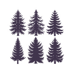 Obraz premium Woodland Pine Tree Clipart Isolated and Versatile Design Elements