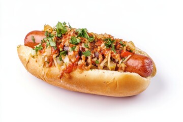 Delicious hot dog topped with savory ingredients perfect for any barbecue or gathering