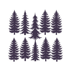 Obraz premium Woodland Pine Tree Clipart Isolated and Versatile Design Elements