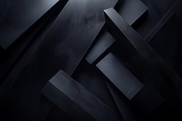 Fototapeta premium A dark composition featuring bold black geometric shapes arranged in an abstract pattern. T